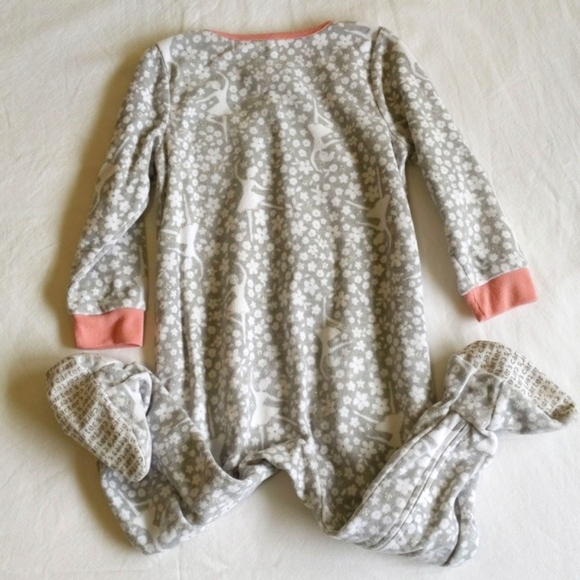 carter's silver ballerina fleece zipper footie sleeper pajamas 2T toddler girls - Picture 7 of 7